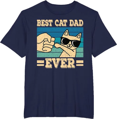 Vista 41 de Best Cat Dad Ever Vintage Funny Cat Lover Retro Men T-Shirt Asphalt Grey