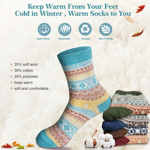 Vista 3 de MORECOO Calcetines de invierno para mujer, caja de regalo, tamaño libre, lana gruesa, suave, cálidos, calcetines casuales para mujer, calcetines