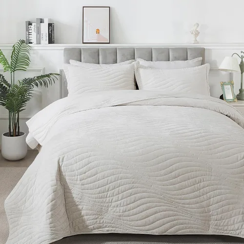 Vista 63 de HoneiLife Juego de ropa de cama tamaño Queen, juego de edredón de microfibra para cama Queen, colchas ligeras de 3 piezas, edredones reversibles