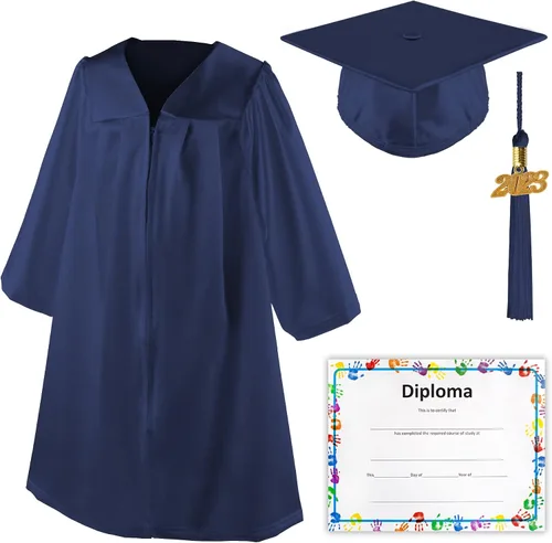 Vista 7 de Class Act Graduation Shiny Kindergarten Preschool Graduation Cap Gown with 2023 Matching Tassel and Diploma Certificate