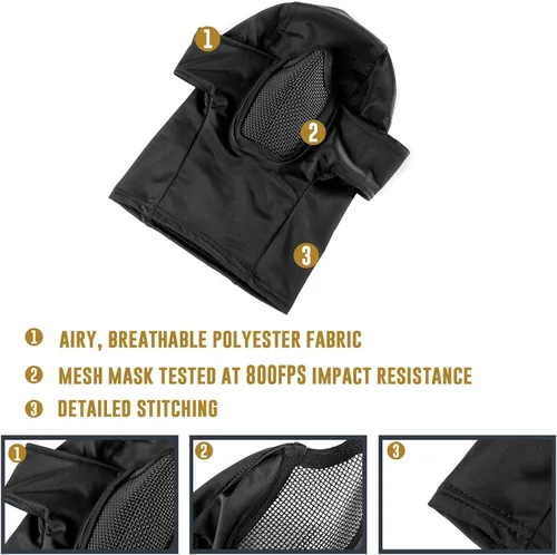 Vista 5 de OneTigris Máscara de malla pasamontañas estilo Ninja con protección facial completa