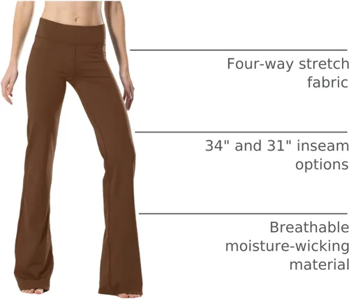 Vista 94 de Safort Pantalones de yoga con entrepierna de 28" 30" 32" 34"más amplios en la parte inferior para botas altas, 4 bolsillos, UPF50+