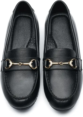 Vista 2 de Women's Wide Casual Comfort Loafers Slip on Flat Shoes Women's Penny Loafers with Arch Support Women Dressy Buckle Moccasions