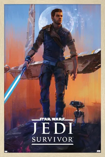 Vista 7 de Trends International Star Wars: Jedi: Survivor - Póster de pared de lujo, 22.4 pulgadas de largo x 14.7 pulgadas, versión enmarcada de madera