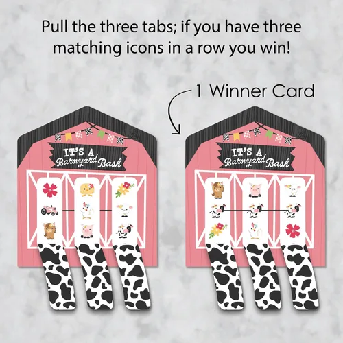 Vista 3 de Big Dot of Happiness Pink Farm Animals - Juego de 12 tarjetas para baby shower o fiesta de cumpleaños, diseño de animales de granja rosados