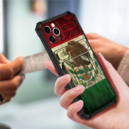 Vista 3 de Funda tipo cartera para iPhone 13 Pro Max con soporte para tarjetas, función atril, híbrida, de doble capa, protección a prueba de golpes