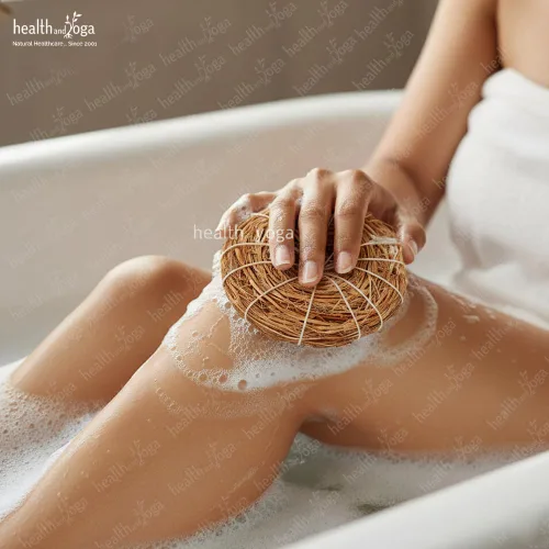 Vista 2 de HealthAndYoga(TM) Exfoliante de baño natural hipoalergénico de vetiver - Calmantemente fragante - Exfoliación más saludable para una piel más suave