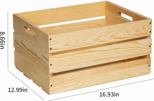 Vista 2 de 3 paquetes de cajas de madera de pino sin terminar, caja de almacenamiento