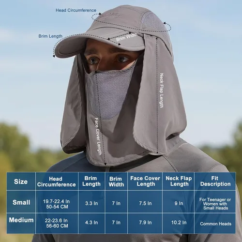 Vista 5 de Surblue Sombrero de pesca con solapa para el cuello, protección UV, protección UV, UPF50+