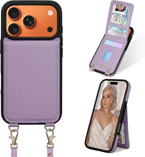 Vista 27 de Funda para iPhone 12 Pro/12, 6.1'', Funda Cartera Cruzada Desmontable con Ranuras para Tarjetas con Bloqueo RFID, Anillo de Soporte 360, Funda Negro