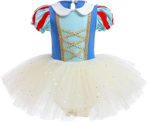 Vista 30 de Leotardos de princesa para niñas con falda de ballet y tutú para Halloween, Navidad, fiesta de cumpleaños, vestido elegante