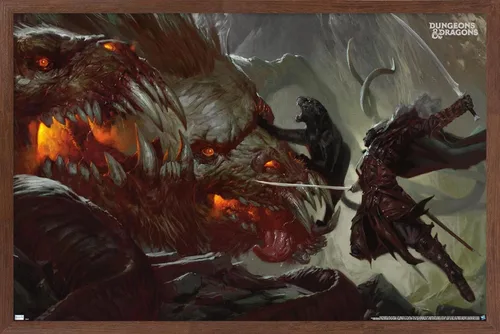 Vista 10 de Trends International Póster de pared de Dungeons and Dragons Drizzt vs Demogorgon, 22.4 pulgadas de largo x 14.7 W, versión enmarcada de madera