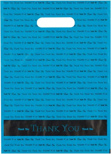 Vista 6 de Bolsas de plástico negras con mango troquelado "Thank You" de 9x12 50/cs- marca Bags Direct