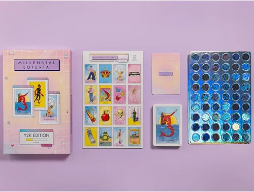 Vista 9 de Loteria millennial: Edición Y2K - Juego de fiesta de bingo mexicano de parodia, juego de cartas de emparejamiento, nostalgia y humor icónico
