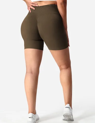 Vista 5 de YEOREO Pantalones cortos de entrenamiento sin costuras para mujer, cintura alta, intensifican correr, gimnasio, yoga, entrenamiento
