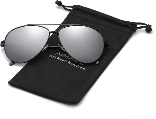 Vista 2 de AIMADE Lentes de sol polarizados militares de alta calidad, marco de metal, diseño único, para hombres y mujeres, 100% protección UV