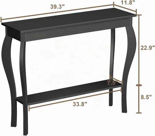 Vista 2 de ChooChoo Mesa consola estrecha, mesa de sofá elegante y decorativa, mesa de entrada, 39.3 pulgadas, color negro