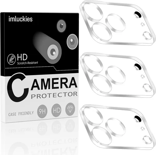 Vista 10 de imluckies Protector de lente de cámara para iPhone 12 Pro Max de 6.7 pulgadas, vidrio templado transparente HD y dureza 9H, compatible con fundas