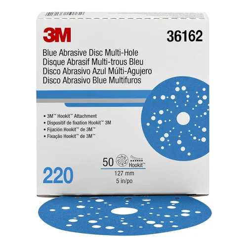 Vista 22 de 3M 3M-36142 Hookit disco abrasivo azul multi-agujero, 3" 80 Grado 50 discos, para aplicaciones de carrocería automática, preparación de pintura