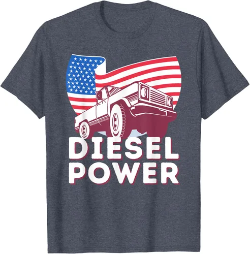 Vista 45 de Diesel Power American Flag - Camiseta de camioneta de mecánico diésel, Negro, S