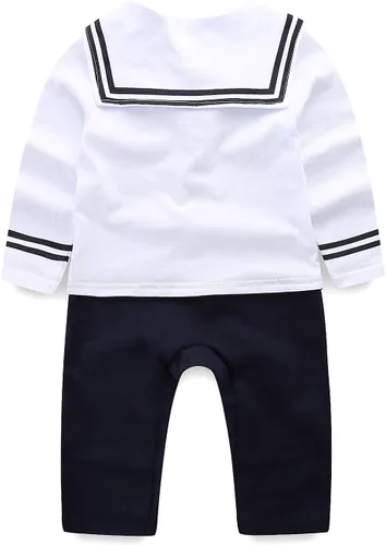 Vista 2 de Mud Kingdom Conjunto de 2 piezas para bebé niño con gorro de uniforme náutico