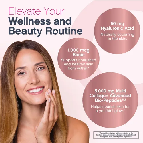 Vista 8 de NeoCell Multi Collagen Peptides Liquid 6 Viales Con ácido hialurónico y biotina Fórmula avanzada Suplemento de belleza complejo cabello