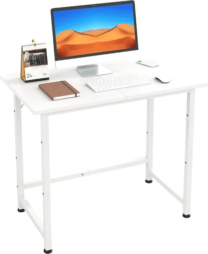 Vista 7 de COTUBLR - Escritorio pequeño de 24 pulgadas, escritorio compacto para computadora para espacios reducidos, mesa pequeña y sencilla para dormitorio