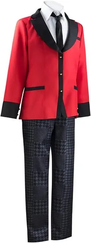Vista 4 de Disfraz de cosplay para hombre, uniforme escolar japonés, abrigo rojo, pantalones, conjunto de Halloween, carnaval, fiesta