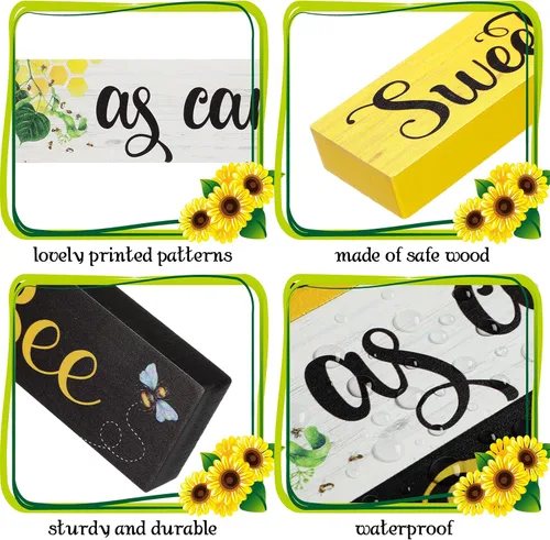 Vista 3 de Letrero de girasol, bandeja escalonada, centro de mesa para verano, hogar, dulce como puede, bandejas, letreros de madera de MDF, regalos de girasol