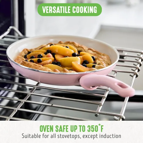Vista 4 de GreenLife Sartén antiadherente de 8 pulgadas, cerámica no tóxica sin PFAS antiadherente, apta para lavavajillas y horno, asas que se mantienen