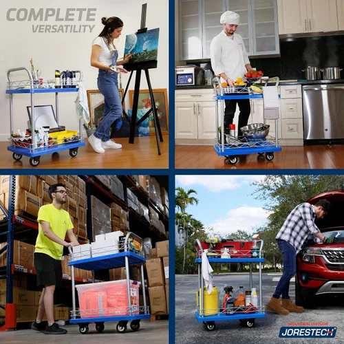 Vista 4 de JORESTECH Carro de plataforma Dolly Warehouse Moving Push Hand Truck (rueda de goma de 2 pisos de 330 libras)