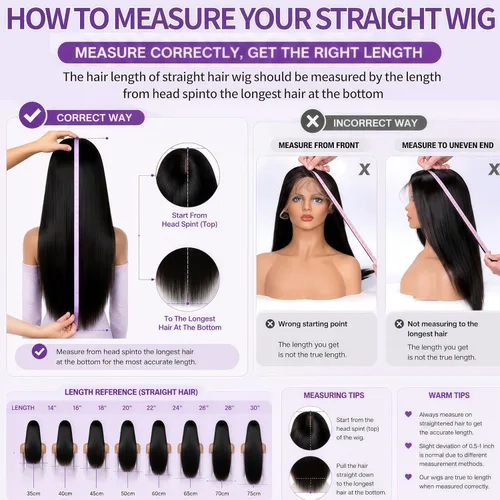 Vista 8 de NKTU Pelucas de cabello humano con encaje frontal, sin pegamento, para Color natural recto