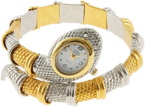 Vista 3 de Soleasy Reloj de pulsera con forma de serpiente para mujer Cuarzo Oro-Plata WTH0200, Oro, Moderno