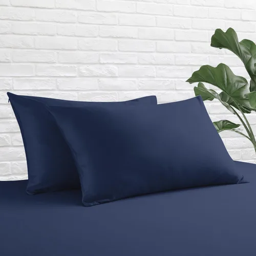 Vista 8 de Juego de 2 protectores de almohada estándar, 100% algodón egipcio con cremallera, 400 hilos, tejido satinado, algodón, color beige, fundas