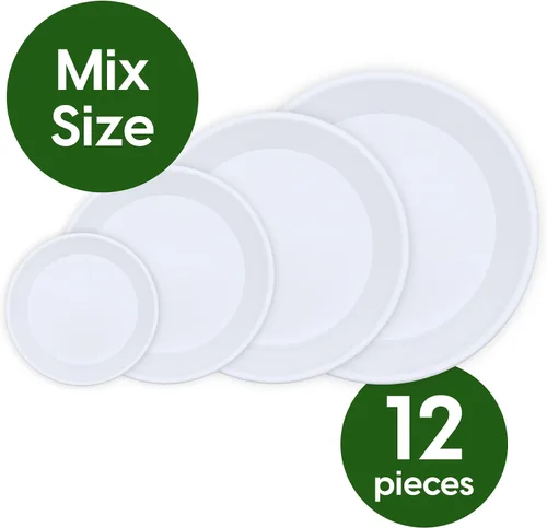 Vista 6 de SLS SUPPLY FLORA - Platillos duraderos para plantas, paquete de 12 tamaños surtidos, platillos para macetas, elegantes platillos para interiores