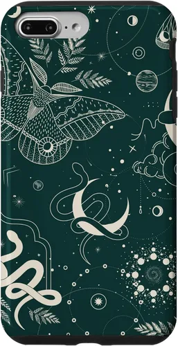 Vista 12 de Dark Green Mystical Witchcore Celestial Night Moth & Snake Case para iPhone 16