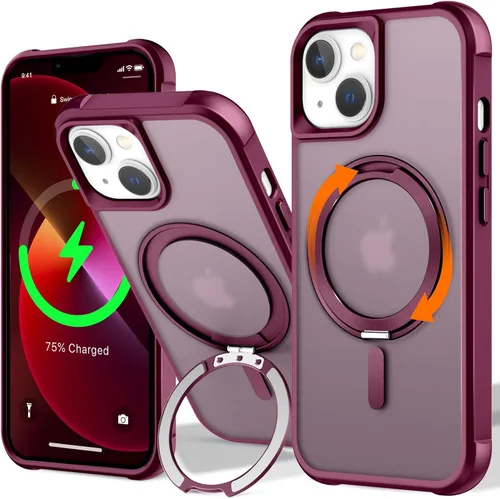 Vista 141 de UMIONE - Funda con diseño de anillo magnético giratorio de 360° para iPhone 11, soporte de bucle invisible integrado, compatible con Magsafe, funda