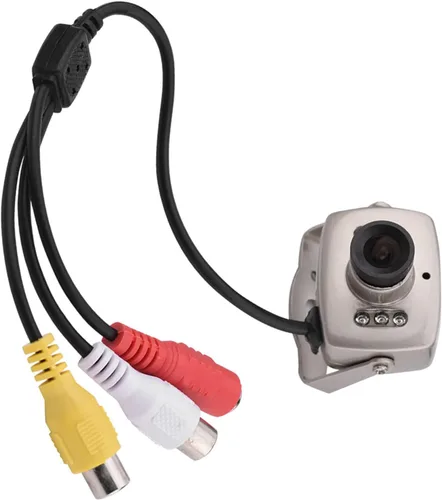 Vista 2 de Dpofirs Mini cámara CCTV analógica con cable, lente gran angular de 0.142 in, cámara de video de audio para estacionamiento de hotel residencial