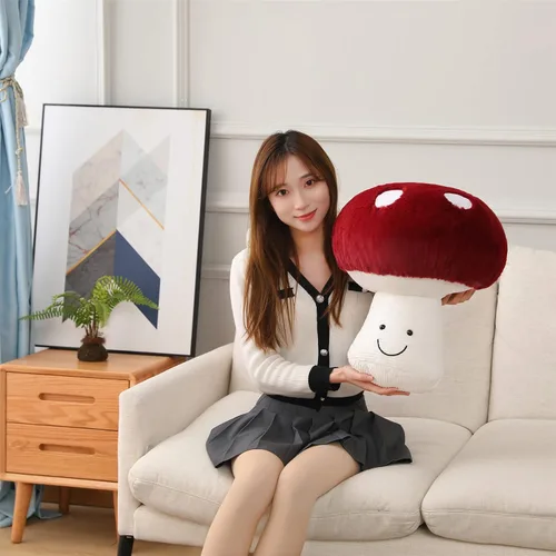Vista 3 de Almohada de algodón con forma de hongo precioso relleno de hongos (8 pulgadas)