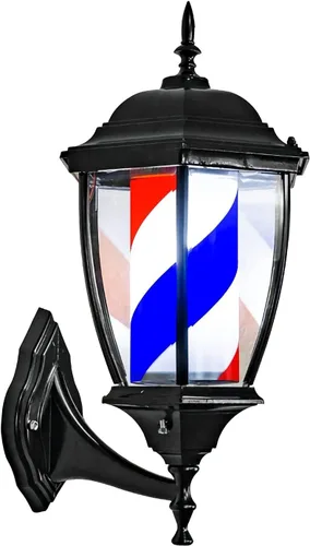 Vista 2 de DNYSYSJ Luz LED de poste de peluquería de 19 pulgadas, letrero retro para peluquería y peluquería, tiras giratorias IP44, impermeable, montaje