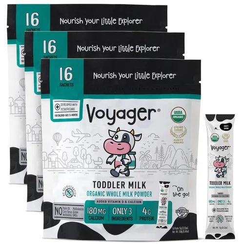 Vista 10 de Leche para niños en movimiento Voyager, leche entera en polvo estante USDA Orgánica, ideal para viajes, sin refrigeración, sin gluten, sin