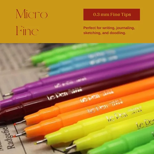 Vista 5 de Uchida Le Pens - Juego de bolígrafos multicolor de 36 colores, bolígrafos Le Pen para diario, bolígrafos finos a prueba de manchas para escribir