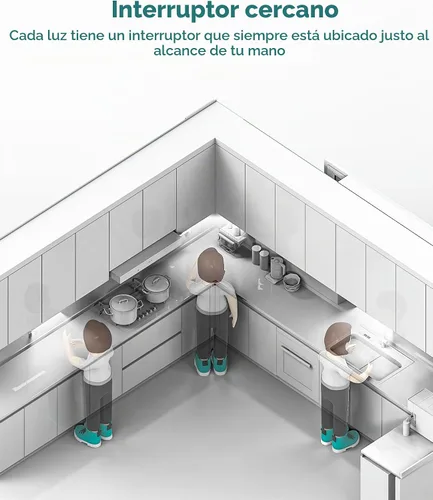 Vista 4 de ASOKO Luces para debajo del gabinete, luces con sensor de movimiento, enchufables, cálidas de 2700 K, regulables, con cable, paquete de 3