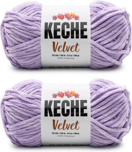 Vista 32 de Keche Hilo para ganchillo, hilo de terciopelo, chenilla suave, manta de bebé voluminosa amigurumi Yarn 3.53 oz (132 yardas) - Arona