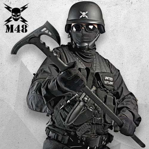 Vista 5 de M48 Kommando Survival Axe - Bastón de senderismo Hoja de acero inoxidable fundido Mango de fibra de vidrio Cubierta de hoja de goma