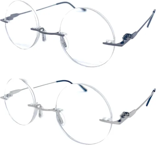 Vista 13 de The Steve, lentes de lectura sin montura totalmente redondos, lectores circulares unisex 2 Dorado