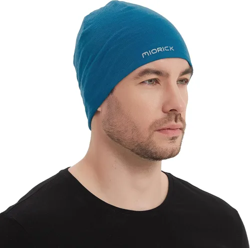 Vista 2 de Gorro de lana merina, gorra ligera para correr, transpirable, gorro de dormir para hombres y mujeres