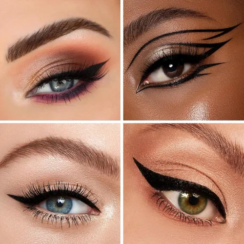 Vista 6 de Docolor - Lápiz delineador de ojos impermeable súper delgado y preciso, delineador líquido negro para todo el día, maquillaje profesional, lápiz