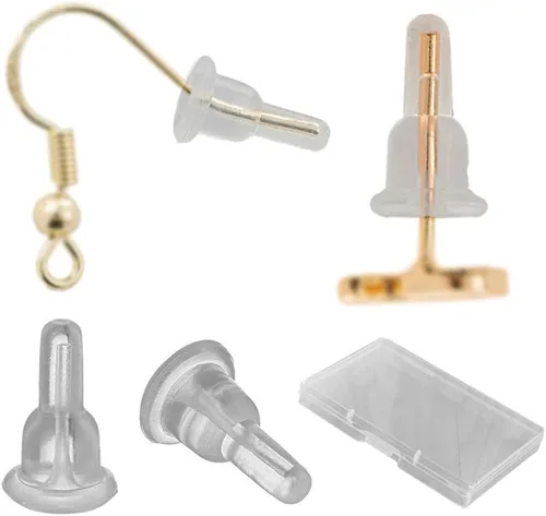 Vista 11 de 290 piezas de aretes de silicona para tachuelas, parte trasera de aretes de cubierta completa, 6 estilos de aretes de goma hipoalergénica 6 estilos