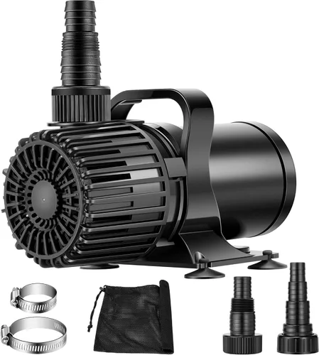 Vista 8 de VIVOHOME - Bomba de agua sumergible de 100W 1600GPH con boquilla ajustable sin costuras de 180° y bolsa de barrera para estanques de peces, cascadas